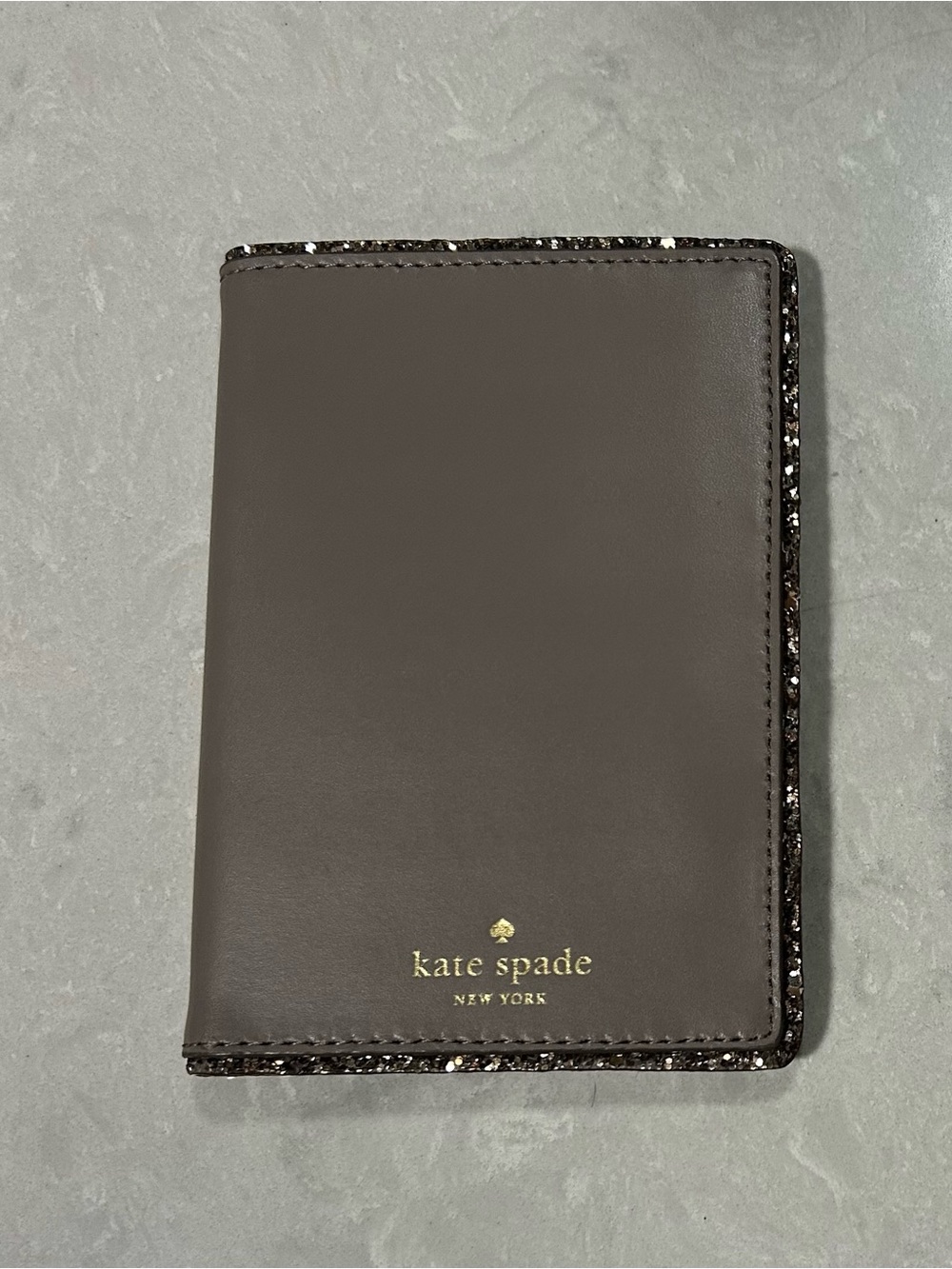 Kate Spade Leather Passport Cover with Glitter Edge